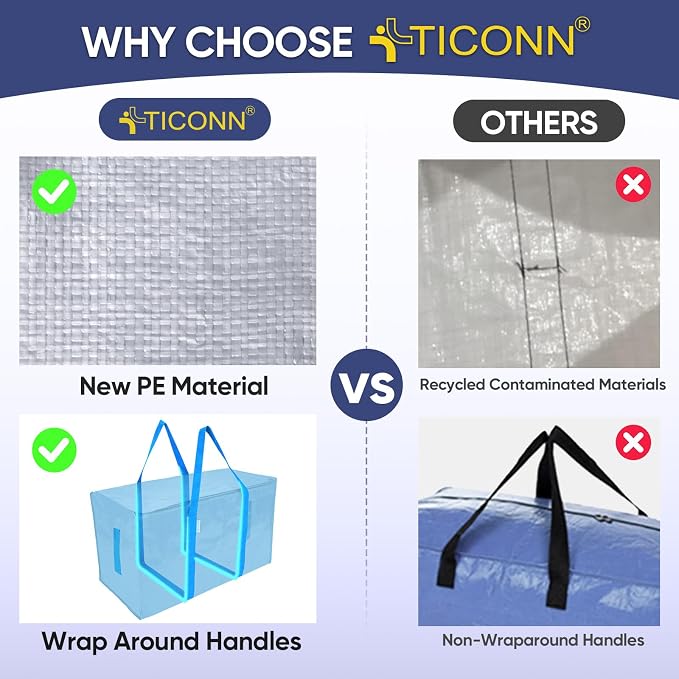 TICONN 6 Pack Extra Large Moving Bags Heavy Duty - Image 4