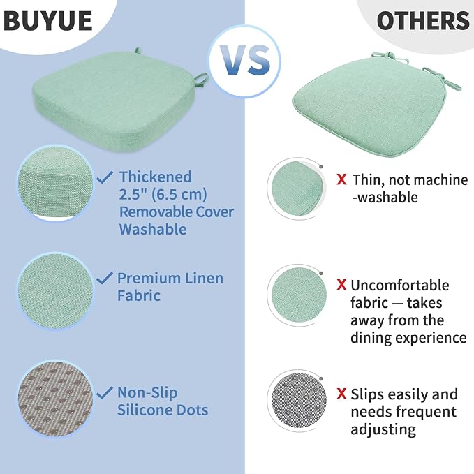 BUYUE Thickened 2.5" Friendly Woven Fabric Dining Chair Cushion, U-Shape High - Image 6