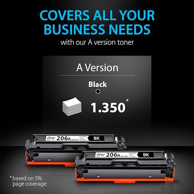 Smart Ink Compatible 206A Toner Cartridge Replacement for HP 206A Toner Cartridges (2 Black Combo Pack) 206X with Chip to use with Color Laserjet Pro MFP M283fdw M283cdw Laserjet Pro M255dw M255nw-DeskLoop Office