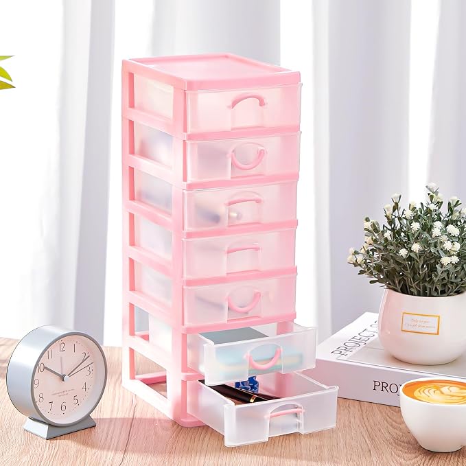 Thyle 2 Pcs Plastic Drawers Organizer Mini Organizer Stackable Plastic Clear - Image 2