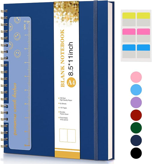 Blank Spiral Notebook Journal 8.5” x 11”, A4 Large Sketch Book by UEBZFOCS