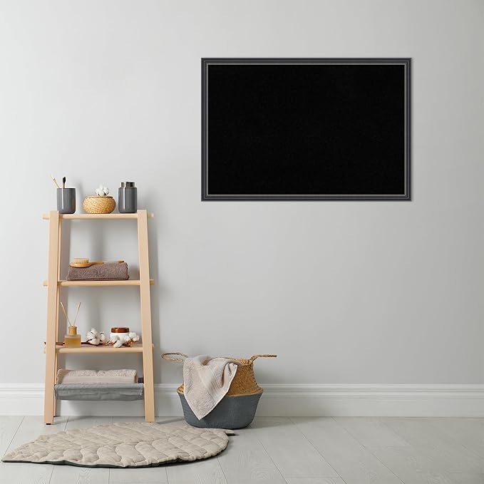 Amanti Art Black Cork Board for Wall, 26x38 Vision Board with Black Wood Frame, Large Corkboard Office Decor for Home Organization, Traditional Corkboard Pinboard to Display Items for Home-DeskLoop Office