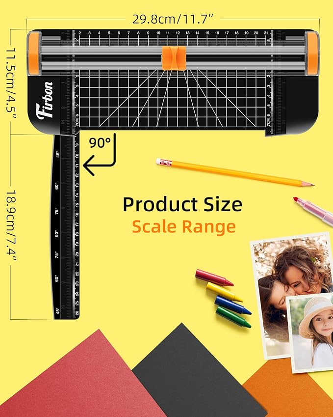 Firbon Black A5 Paper Cutter, Straight Small Paper Trimmer with Side Ruler for Scrapbooking Craft, Paper, Coupon, Label, Cardstock-DeskLoop Office