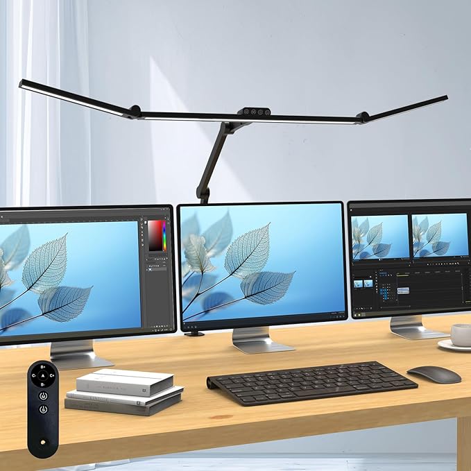 Micomlan 36W Bright Led Desk Lamp with Clamp, 47 Inches Long Architect Desk Lamp Home Office, Dimmable Table Light with Remote Adjustable Monitor Light Bar Tall Office Lighting for Computer Desktop-DeskLoop Office