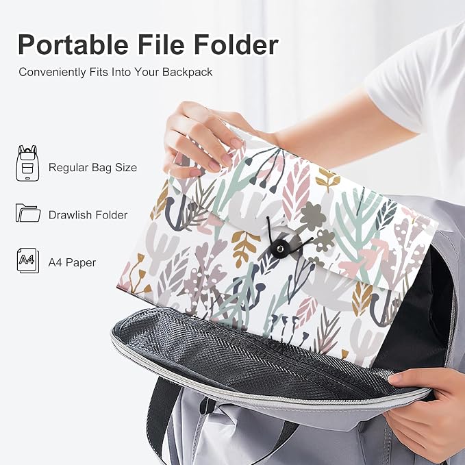 Uquelic 13-Pocket Expanding File Folder, Accordion File Holder - Image 6