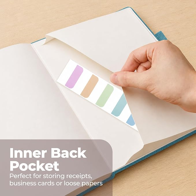 A5 Leather Notebook Journal Light Blue Lined Thick 300 Pages 5.8x8.3" | Leather - Image 5