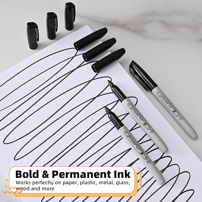 Permanent markers, 40 packs permanent markers bulk, quick drying in one second, smooth, not easy to erase, durable, can be marked on glass, tiles and cloth, office supplies,Gray shell-DeskLoop Office