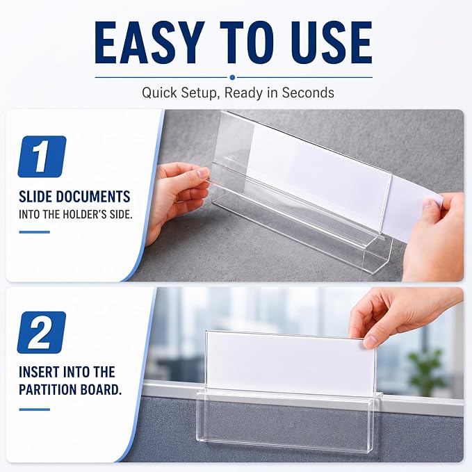 4 Pcs Double Sided Acrylic Cubicle Name Plate Holders Clear Plastic Name Plate - Image 4