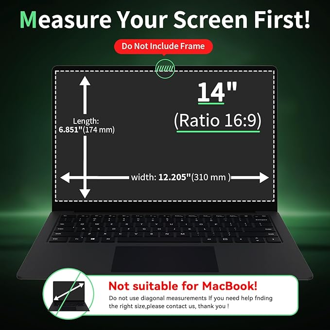 Laptop Privacy Screen 14 Inch, Laptop Screen Privacy Shield 16:9 Aspect Ratio - Image 2