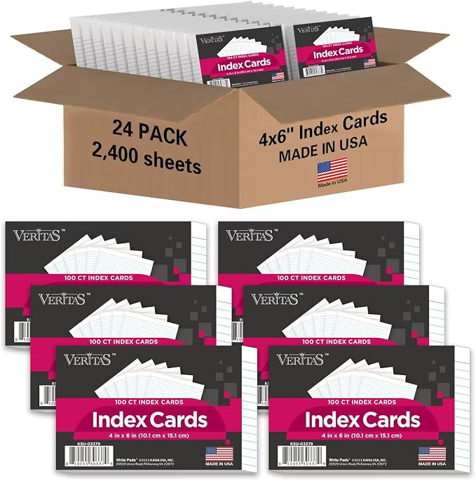 WritePads Index Cards Bulk, 2400 Flash Cards, Wide Ruled Notecard, Blank Back by WritePads