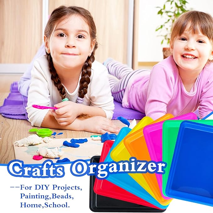 10 Pack Plastic Art Trays: 8 Color Sensory Trays - Image 7