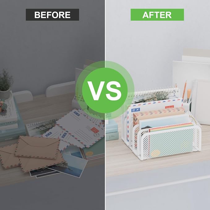 Mail Organizer Countertop, Metal File Holder - Image 4