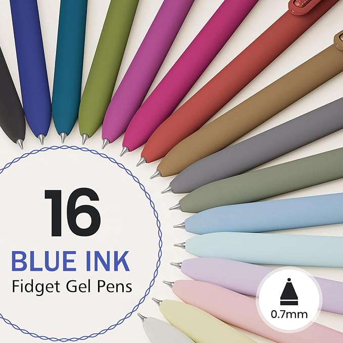 Blue Gel Pens - 16Pcs Blue Ink Pens 0.7mm Medium Point | Smooth Writing - Quick - Image 2