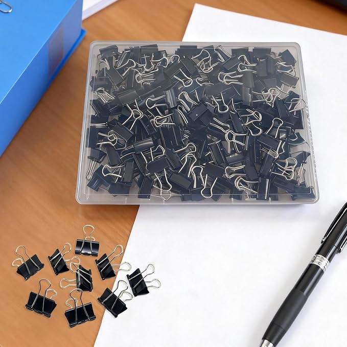 180 Pcs Small Binder Clips Black, 0.59 in/15mm Mini Binder Paper Clips - Image 2