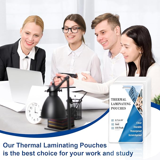 100 Pack 5 Mil Laminating Pouch with Clear Loop 2 1/2" x 4 1/4" Luggage Tag Laminating Pouches with Slot Hole Thermal Laminate Pouch Tags Kit Resealable for Work Permits Pass Cards Student ID Cards-DeskLoop Office