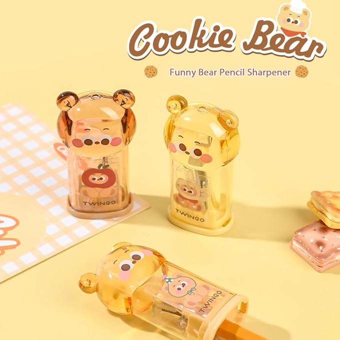 Cute Bear Stationery Set, Including 3Pcs Cute Bear Pencil Sharpeners, Kawaii - Image 7