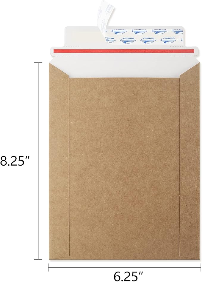 ValBox 6x8 Self Seal Photo Document Mailers 25 Pack Stay Flat Brown Cardboard - Image 2