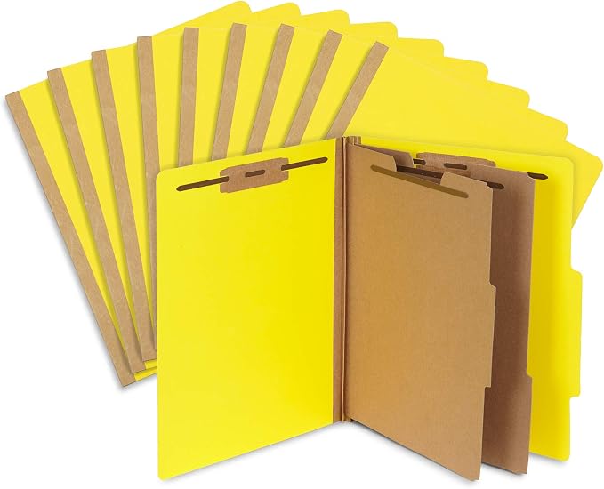 10 Yellow Classification Folders, 2 Divider, 2 Inch Expansions, Durable 2 - Image 6