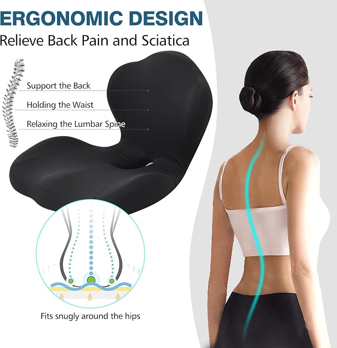 Office Chair Cushion with Lumbar Support Pillow Memory Foam Seat Cushions - Image 4