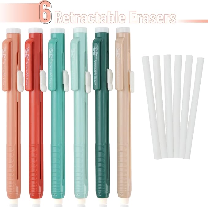 Mr. Pen- Retractable Mechanical Eraser Pens, 6 Pack, Coral Colors | Latex-Free - Image 2
