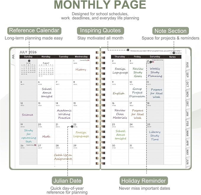 Planner 2026-2027, Weekly and Monthly Calendar Planner, JUL 2026 - Image 4
