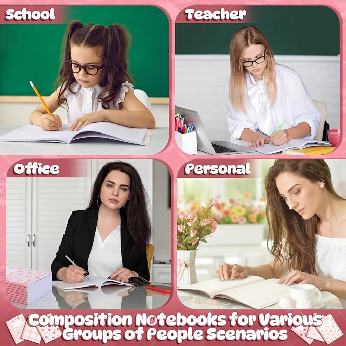 Harloon 6 Pack Composition Notebooks Wide Ruled Bulk Cute Pink Composition - Image 7