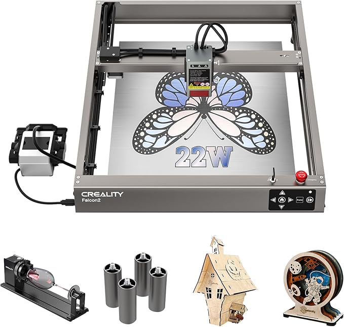 Creality 22W Laser Engraver 4-in-1 Rotary Roller Kit for Glass Tumbler Ring, 120W Power Laser Cutter and Engraver Machine, CNC Laser Engraving Machine Laser Engraver for Wood and Metal etc, 17" x 16"-DeskLoop Office