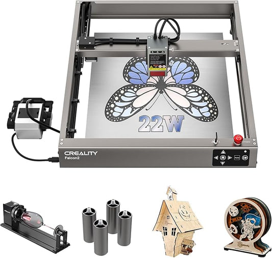 Creality 22W Laser Engraver 4-in-1 Rotary Roller Kit for Glass Tumbler Ring, 120W Power Laser Cutter and Engraver Machine, CNC Laser Engraving Machine Laser Engraver for Wood and Metal etc, 17" x 16"-DeskLoop Office
