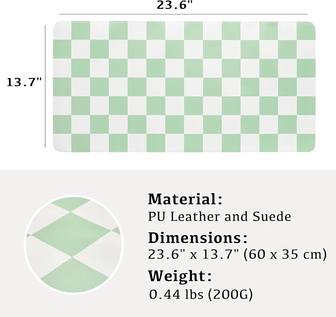 Ohocut Checkered Desk Mat, Large Cute Aesthetic Retro PU Leather Computer - Image 3