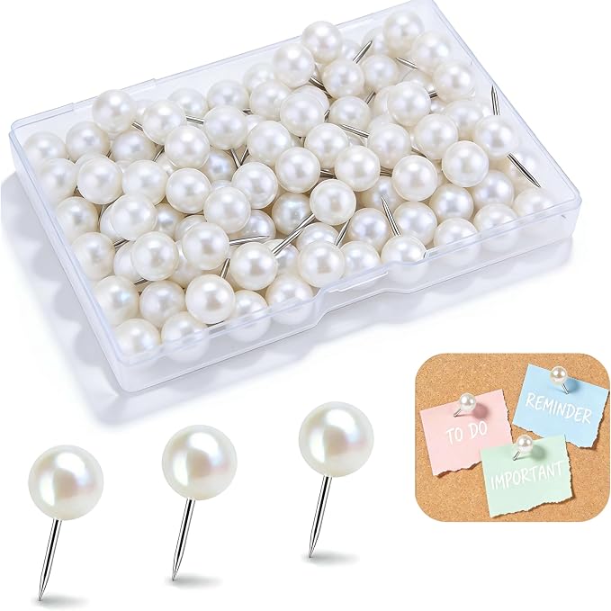 200 Pcs Pearl White Decorative Push Pins by Unknown