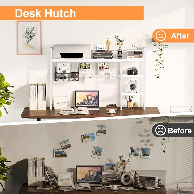 Snughome Desk Shelf, 44.9" Desktop Organizer Shelf, Desk Hutch - Image 7