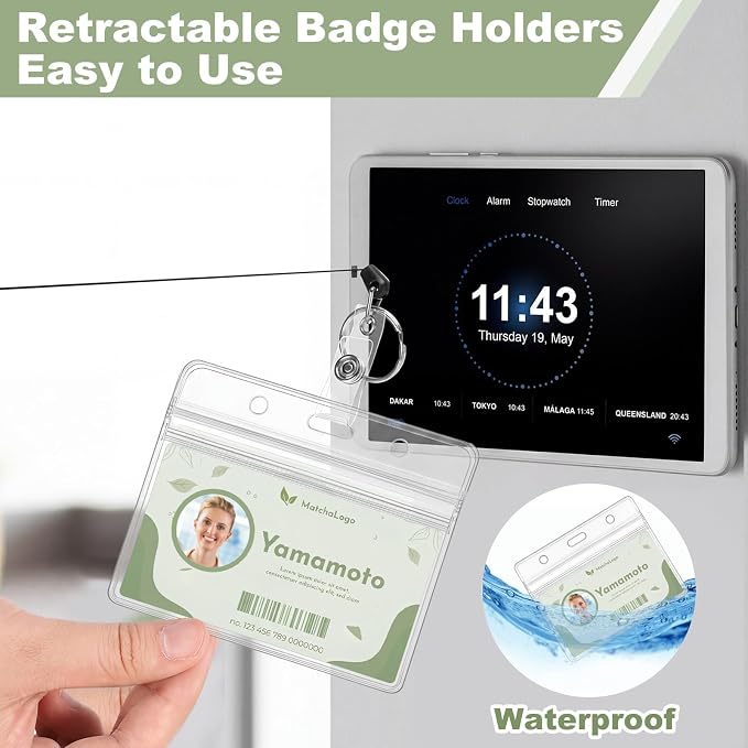2 Pack ID Badge Holder with Badge Reels Retractable Clip Heavy Duty Horizontal - Image 4