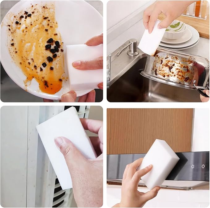 100 Pack Magic Sponges Cleaning Erasers, Long-Lasting Melamine Foam - Image 2