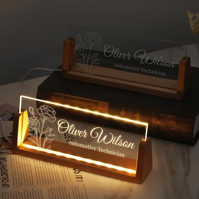 Custom Light Up Name Plate for Desk, Personalized LED Acrylic Name Sign - Image 2