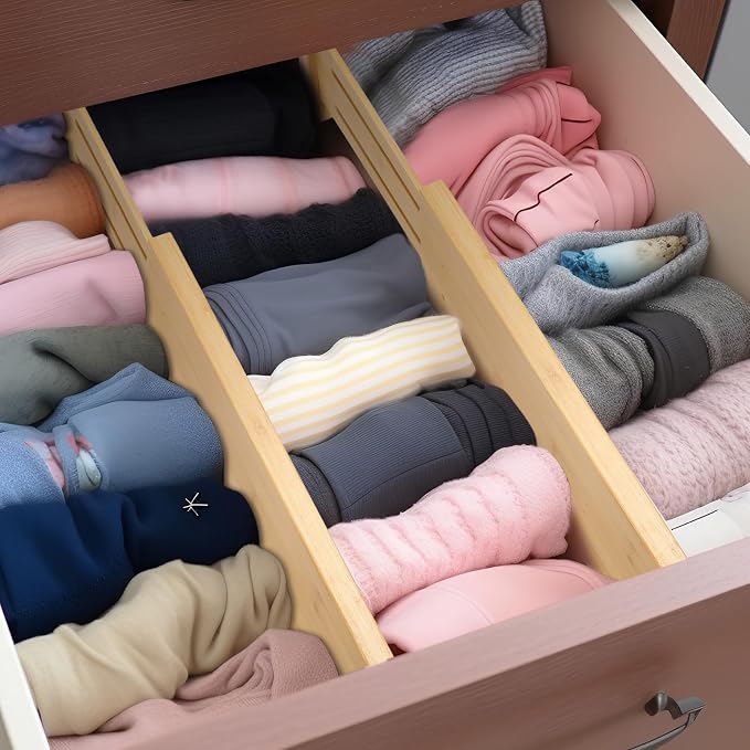 Fabsome Dresser Drawer Organizers 6 Pack, 4.65'' High Adjustable from 17-22‘’ - Image 3