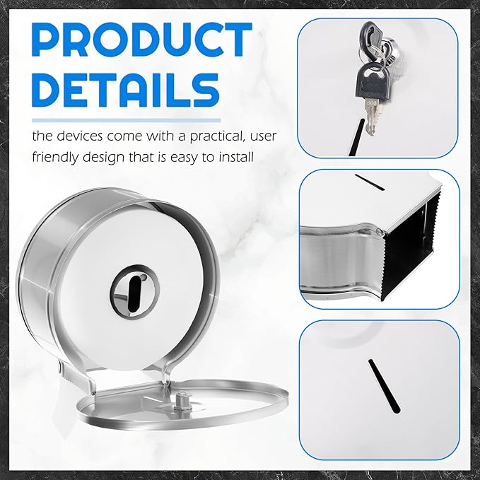 2 Pcs Commercial Soap Dispenser and Paper Towel Dispenser Set with Lock-Stainless Steel,Wall Mount,Large Capacity Manual Liquid Pump Rust Proof Leak Free for Home Bathroom (500 ml,Style 3)-DeskLoop Office