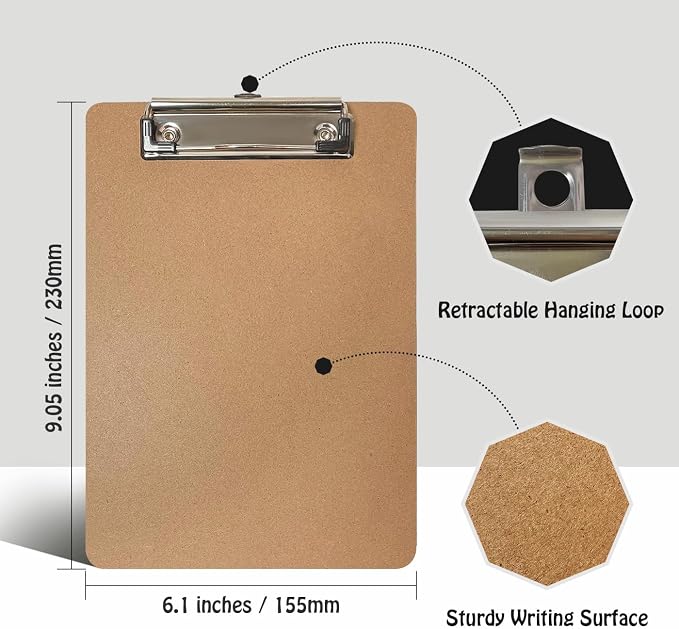 Mini Clipboards, 16 Pack 6" x 9" Small Clipboards Bulk, Wooden Memo Mini Clip - Image 3