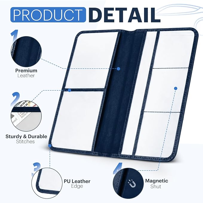 Car Registration and Insurance Card Holder, Magnetic Closure Leather Vehicle - Image 3