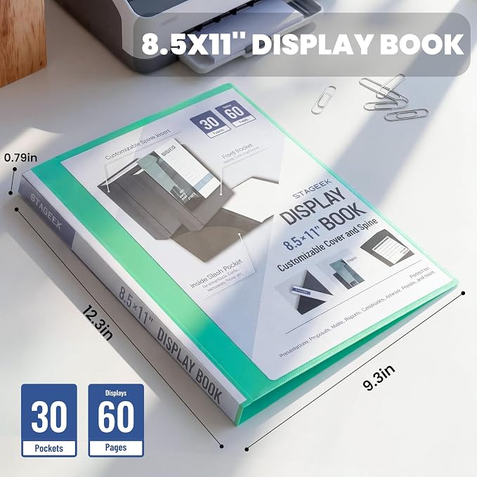 STAGEEK 30-Pocket Portfolio Binder Display 60 Pages, 8.5x11 Binder - Image 2