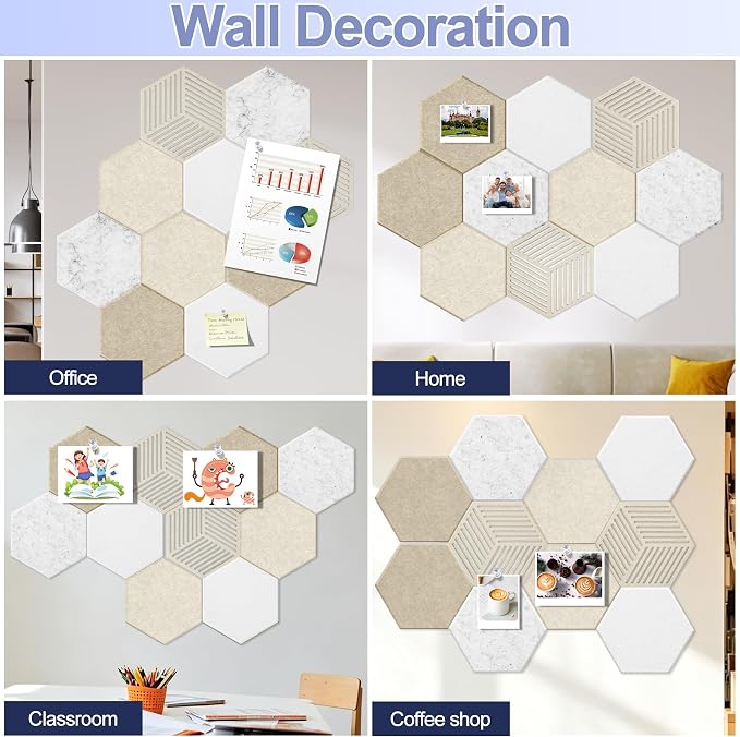 10PCS Hexagon Cork Board Tiles, Self-Adhesive Felt Bulletin - Image 6