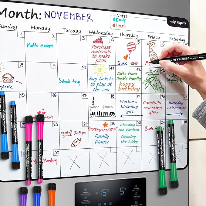 Magnetic Dry Erase Markers Fine: 12 Count 6 Colors Erasable Whiteboard Markers - Image 3