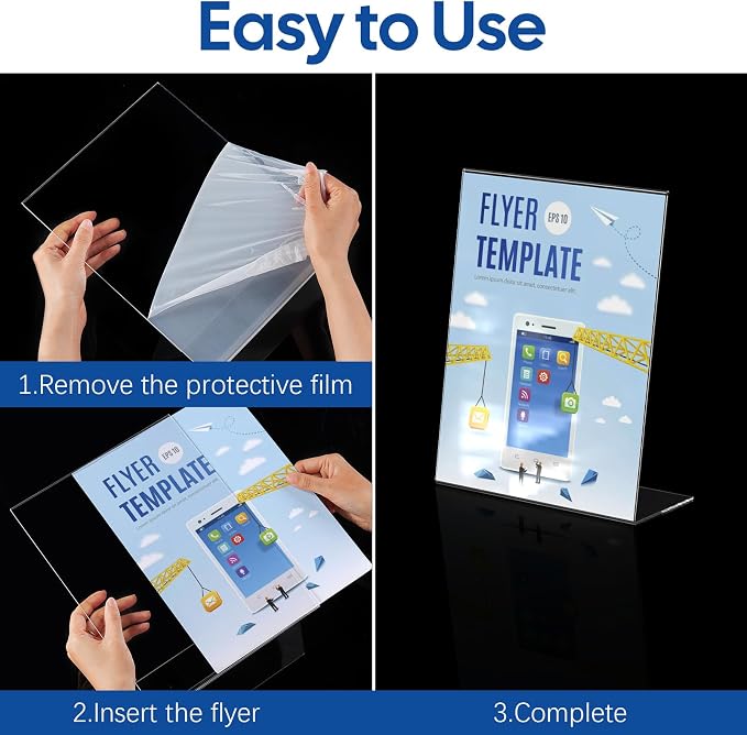 Dynta Acrylic Sign Holder 8.5 x 11 Inches, 8 Pack Clear Plastic L-shape - Image 5