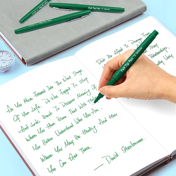 Lelix Felt Tip Pens, 30 Green Pack, 0.7mm Medium Point, Felt Tip Markers Pens for Journaling, Writing, Note Taking, Planner, Perfect for School Office and Art Supplies-DeskLoop Office