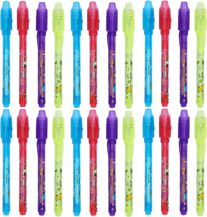 24 Pack Invisible Ink Pen with Purple Light Upgraded Spy Pen Secret Message Magic Markers Children's Day Gift Student Gift from Teacher for Boys Grils Kids Birthday Party Favor-DeskLoop Office