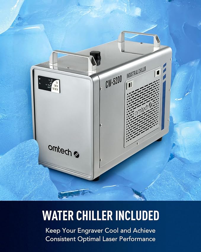 OMTech 90W CO2 Laser Engraver with LightBurn and Water Chiller, 20"x28" Laser Engraving Cutting Machine with Autofocus Autolift 4 Way Pass Air Assist, Commercial Laser Cutter-DeskLoop Office