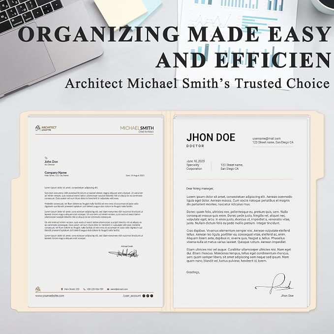 Manila Folders 8.5 x 11 | 1/3 Cut File Folders Letter Size | Manilla File - Image 4