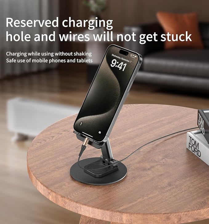 360° Rotating Cell Phone Stand for Desk, Adjustable & Foldable Phone Holder - Image 3