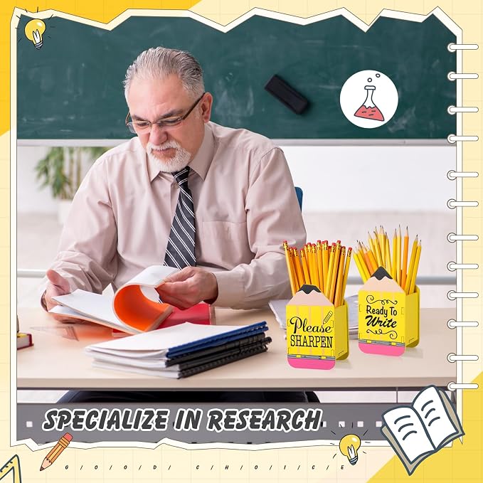 DoubleFill 2 Pcs Pencil Shaped Holder Sharp Dull Holder Wooden Dispenser Pencil - Image 5