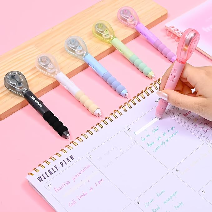 Temiary 4 Pcs White Correction Tape Pen, 19.69 ft Smooth Pull Out Tape Pens - Image 6