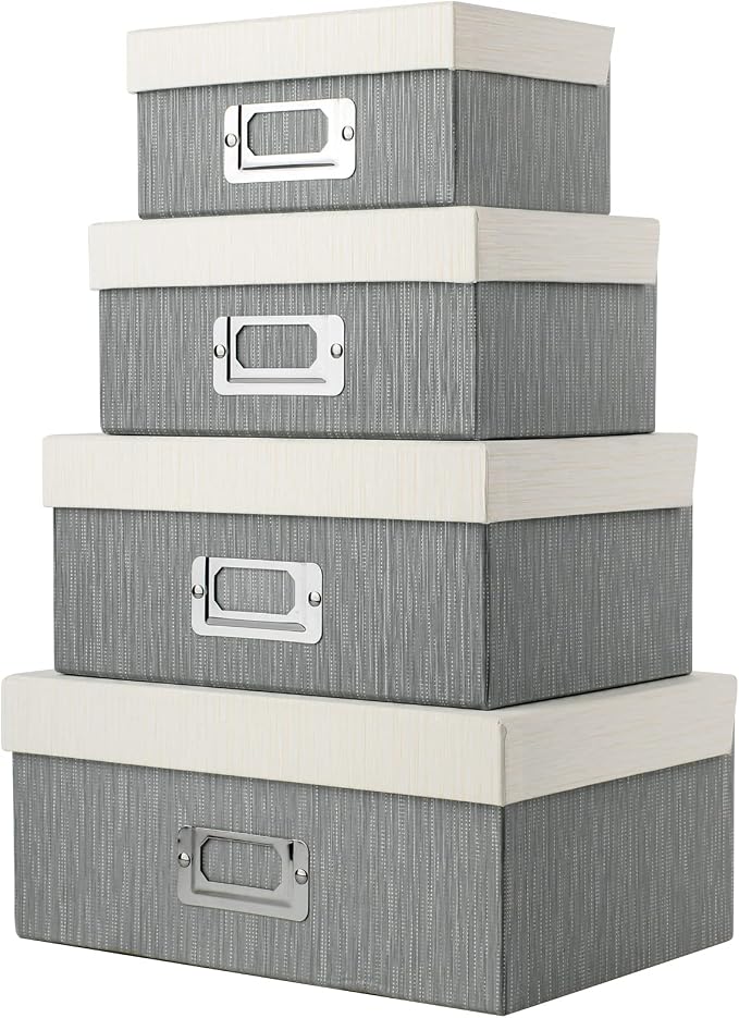 Briful Photo Boxes with Lids - 4 in 1 Set Waterproof Storage Boxes with Handles - Image 2
